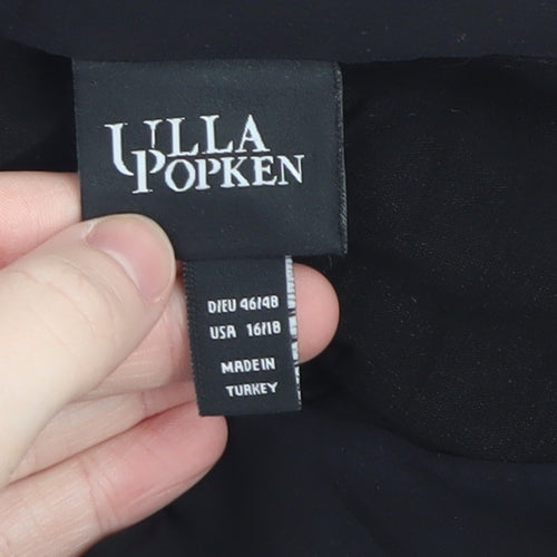 Ulla Popken Women's Black Butterfly Chiffon Tunic Top Size 16