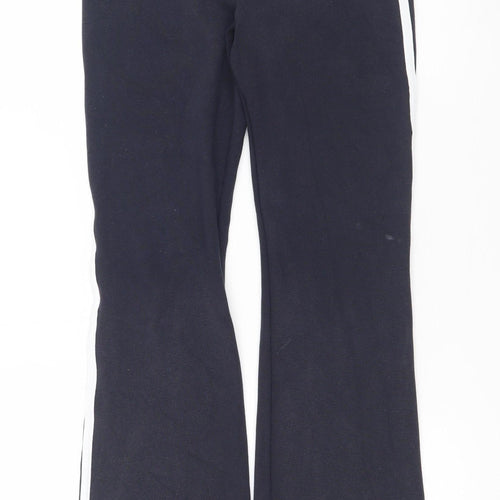 Zara Women Black Flared Jersey Trousers M Regular Fit
