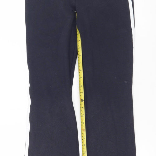 Zara Women Black Flared Jersey Trousers M Regular Fit