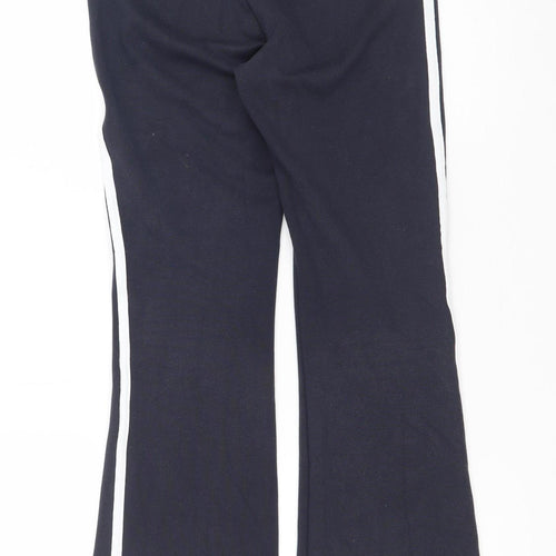 Zara Women Black Flared Jersey Trousers M Regular Fit