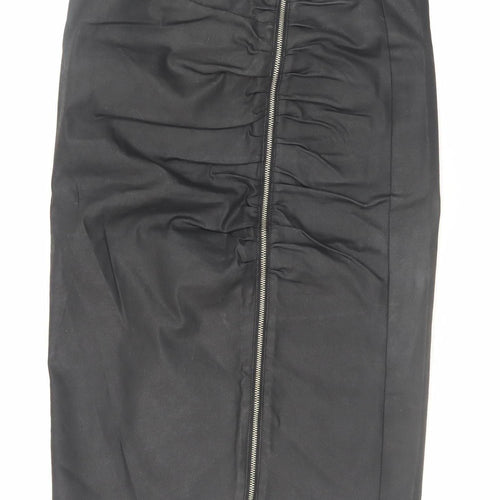 Zara Women Black XS Stretch Pencil Skirt with Zip Detail