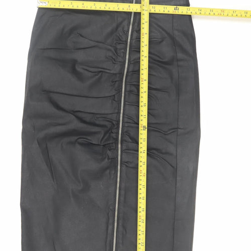 Zara Women Black XS Stretch Pencil Skirt with Zip Detail