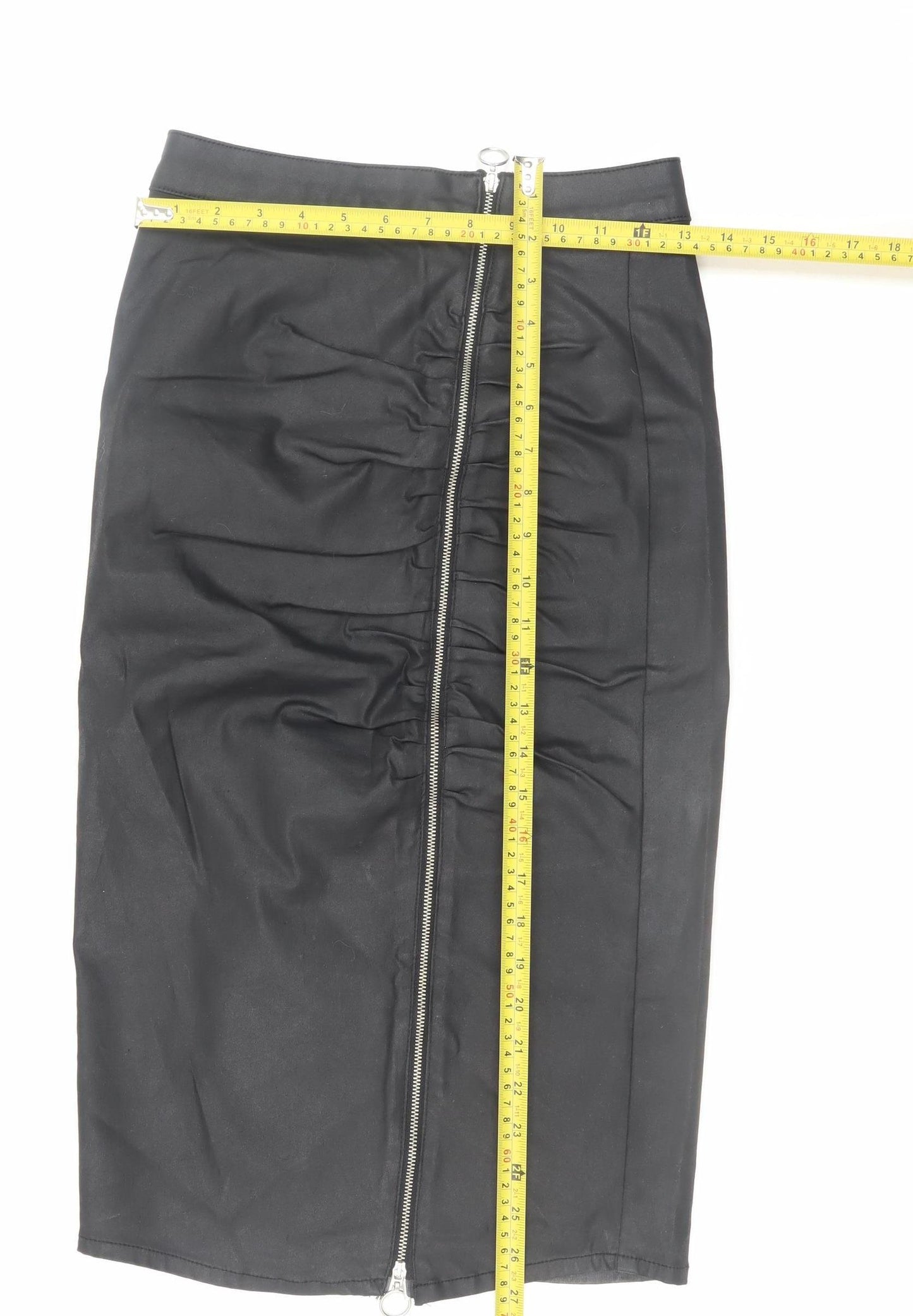 Zara Women Black XS Stretch Pencil Skirt with Zip Detail