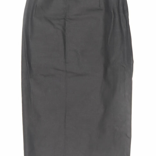 Zara Women Black XS Stretch Pencil Skirt with Zip Detail