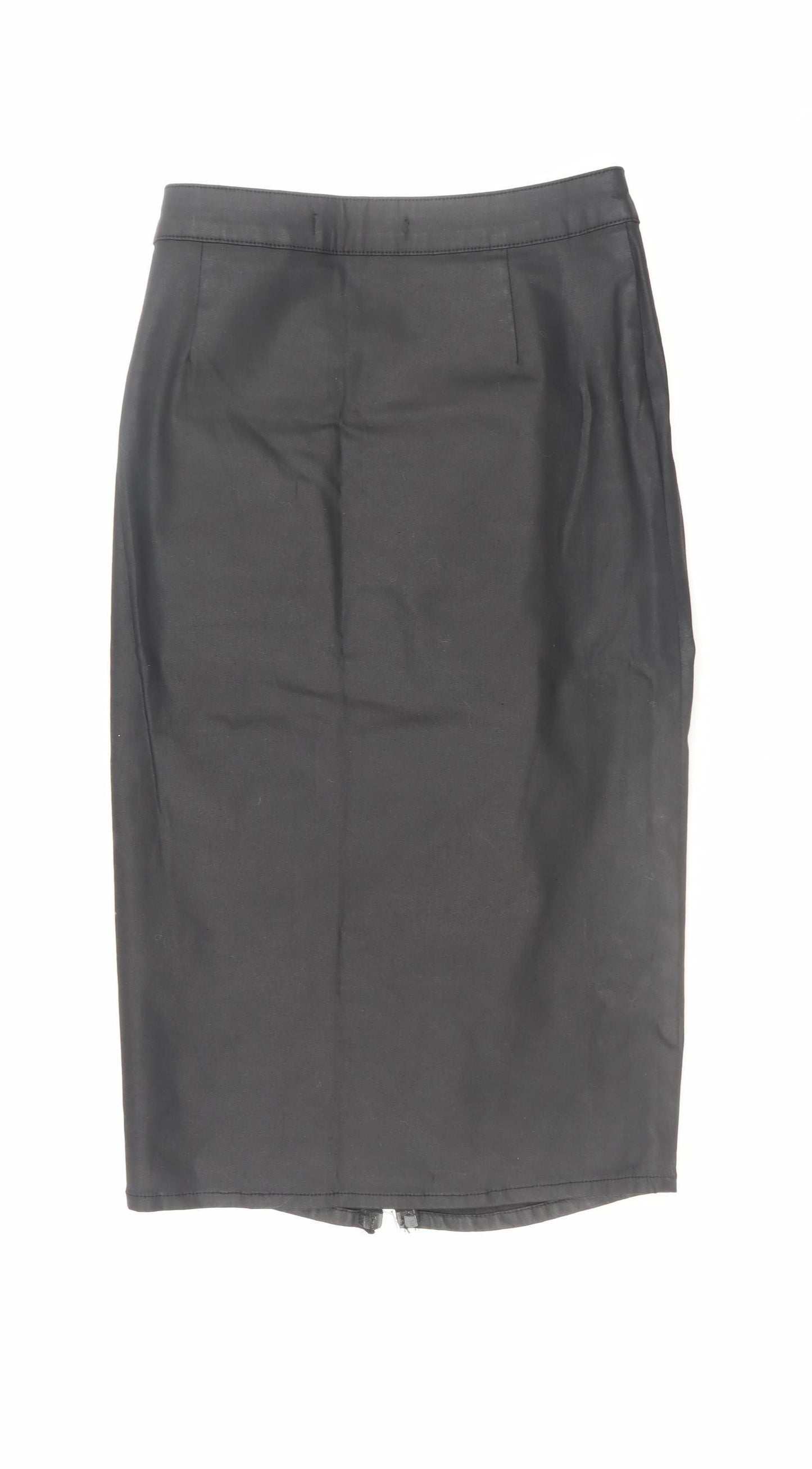 Zara Women Black XS Stretch Pencil Skirt with Zip Detail