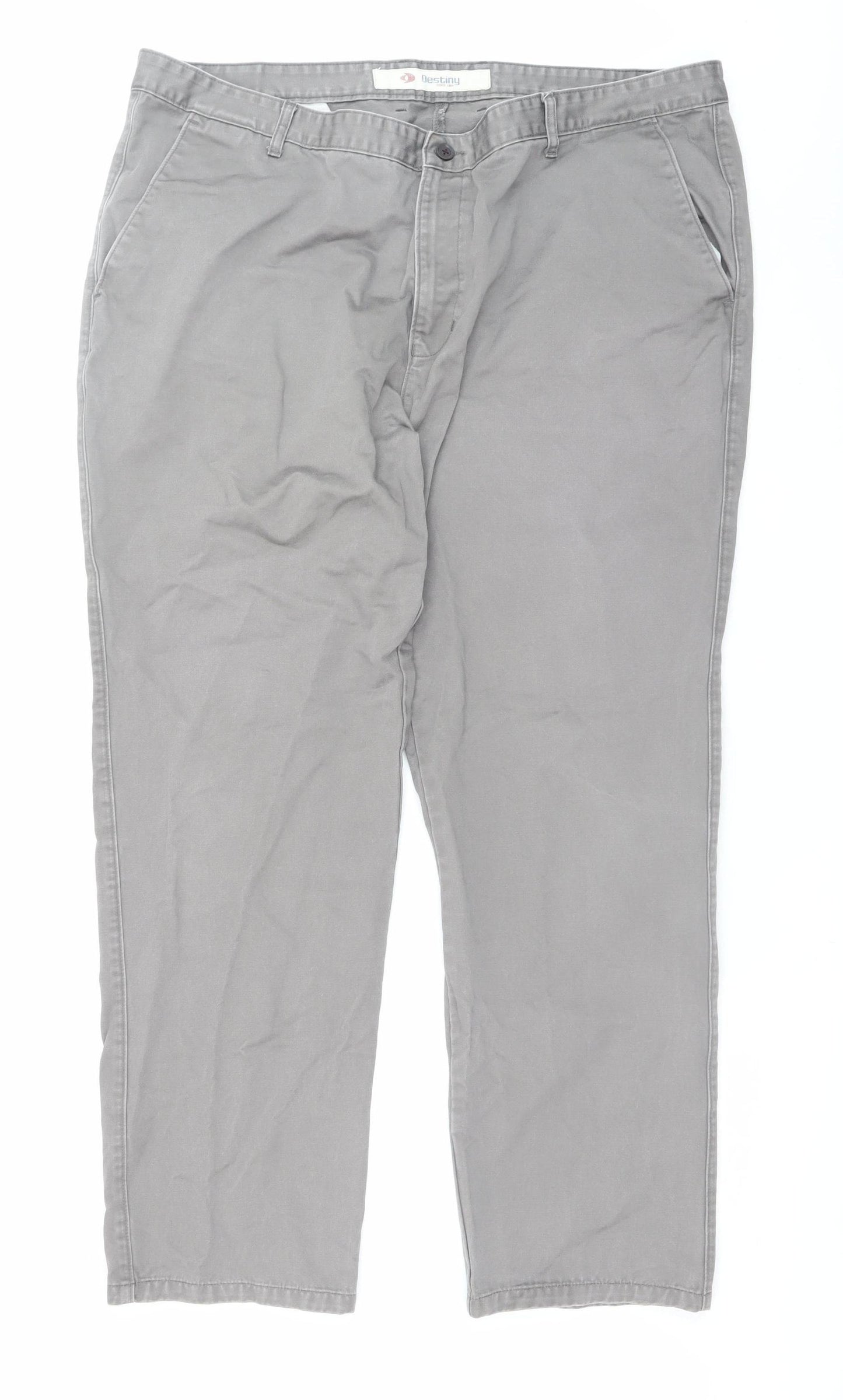Destiny Men's Grey 44in Cotton Chino Trousers Regular Fit