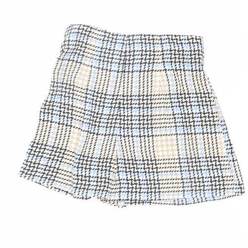 River Island Women Beige Check Paperbag Shorts Size 8