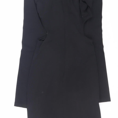 Bershka Women's Black XS Cut Out Long Sleeve Bodycon Dress