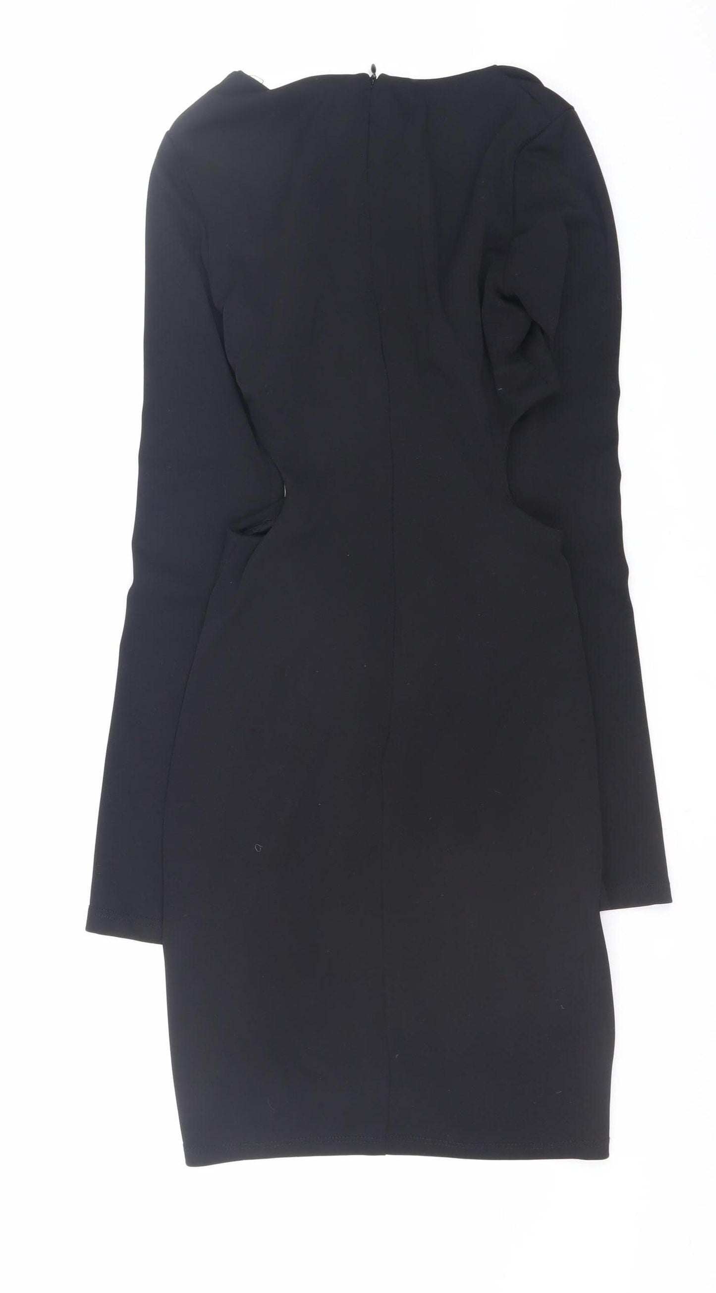 Bershka Women's Black XS Cut Out Long Sleeve Bodycon Dress