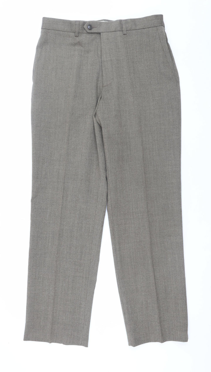 Marks and Spencer Men’s Beige Wool Blend Dress Pants 32x31 Regular Fit