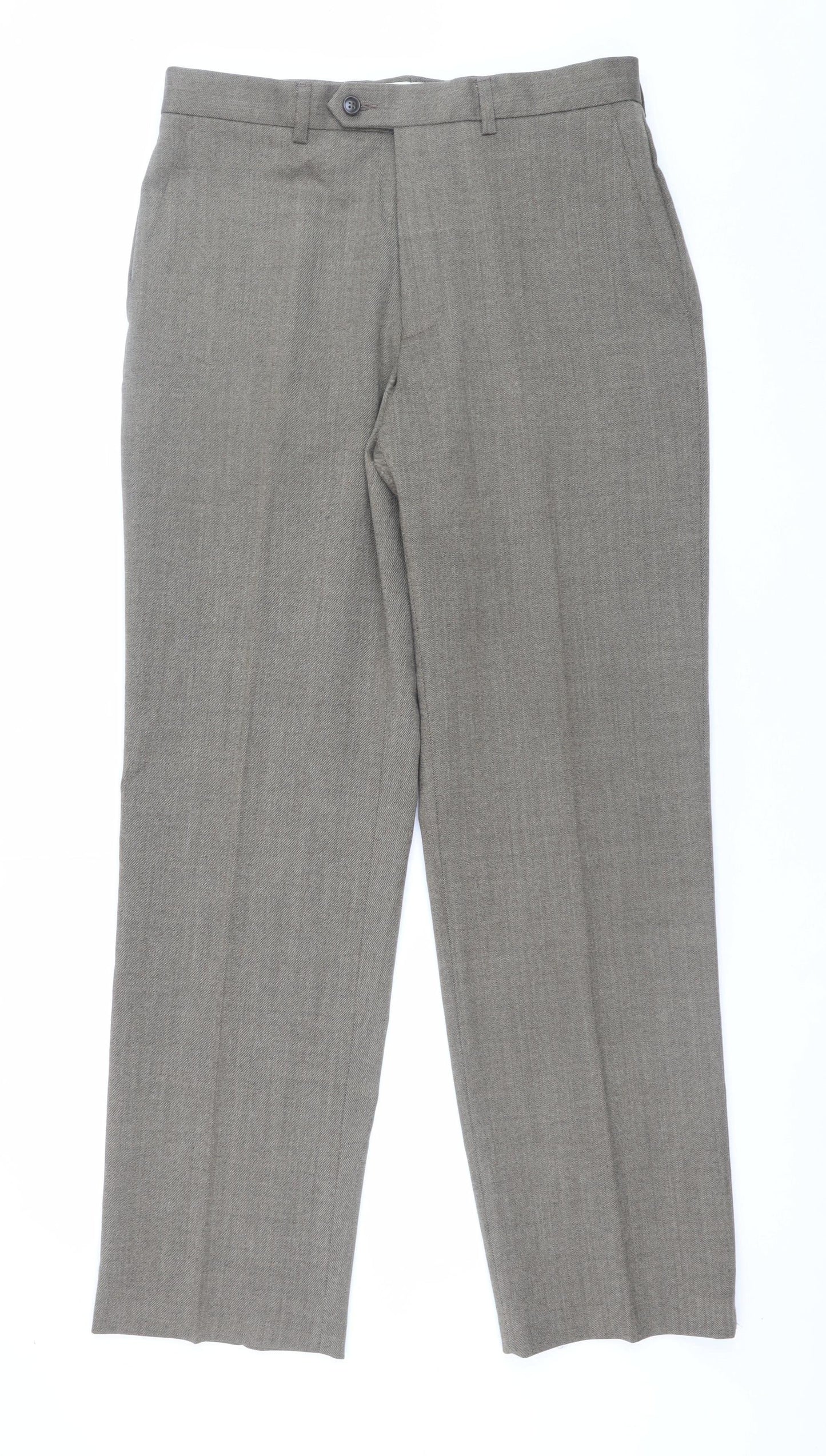 Marks and Spencer Men’s Beige Wool Blend Dress Pants 32x31 Regular Fit