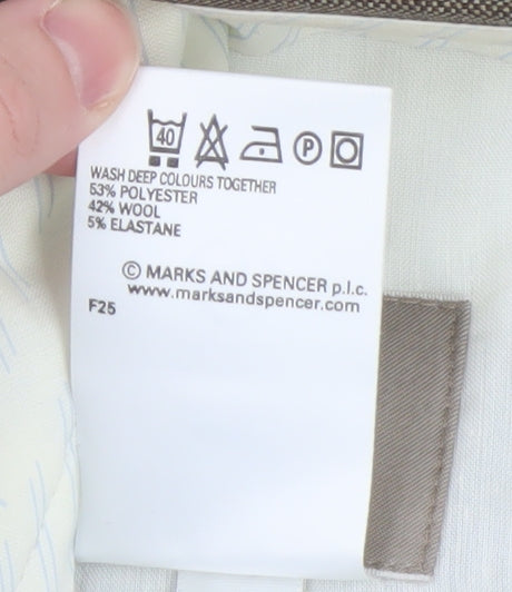 Marks and Spencer Men’s Beige Wool Blend Dress Pants 32x31 Regular Fit