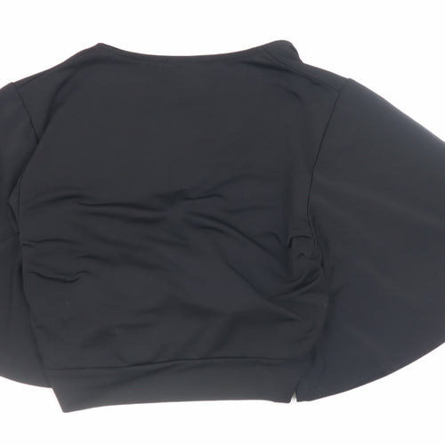 New Look Womens Black Wrap Blouse Short Sleeve Size 8