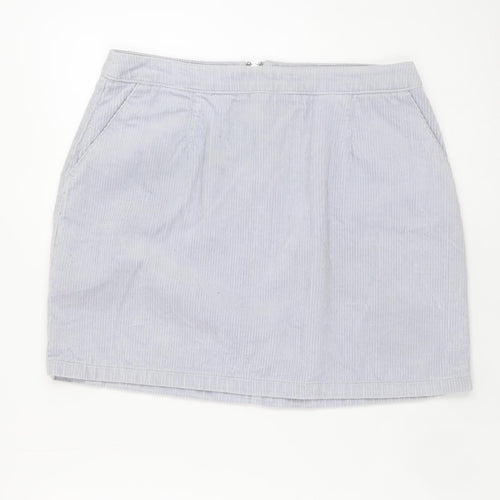 New Look Women Grey Cotton Corduroy Short Skirt Size 10