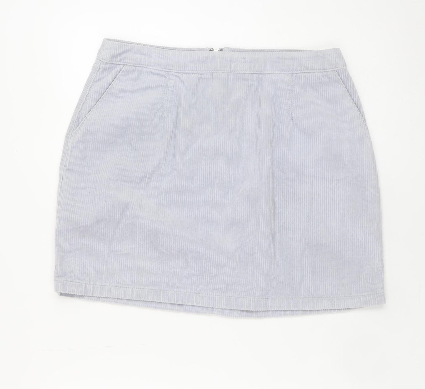 New Look Women Grey Cotton Corduroy Short Skirt Size 10