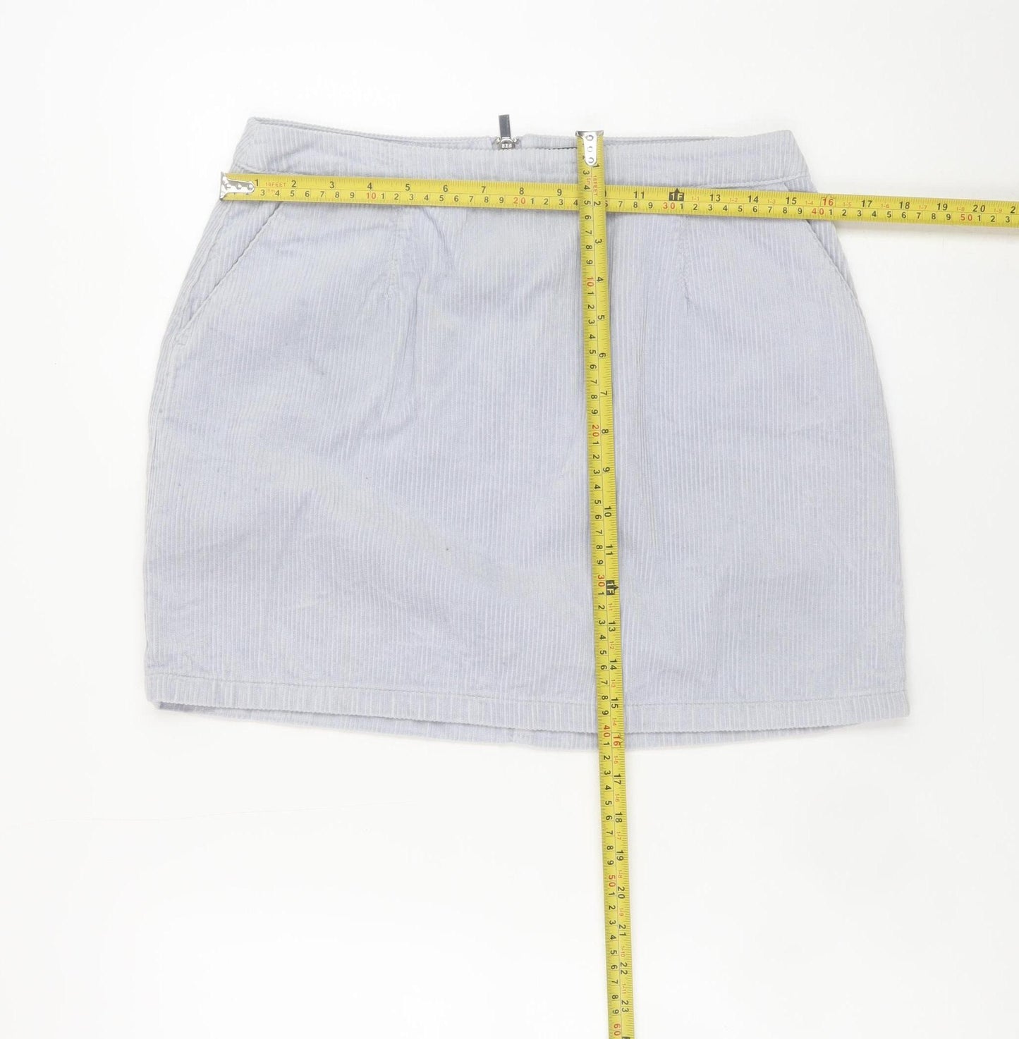 New Look Women Grey Cotton Corduroy Short Skirt Size 10
