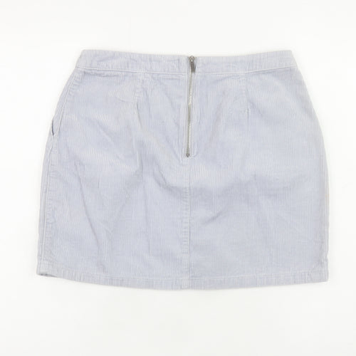 New Look Women Grey Cotton Corduroy Short Skirt Size 10