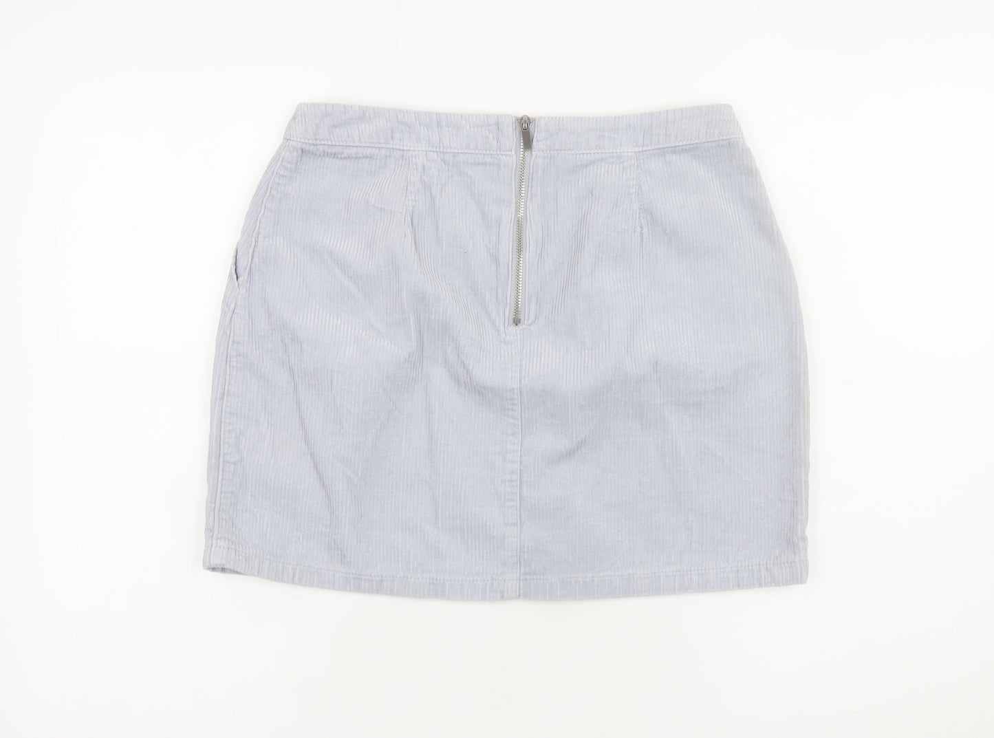 New Look Women Grey Cotton Corduroy Short Skirt Size 10