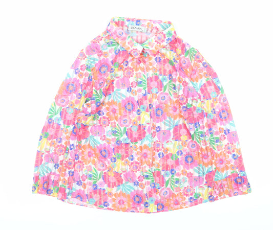 Zapara Womens Multicoloured Floral Long Sleeve Tunic Blouse Size 14