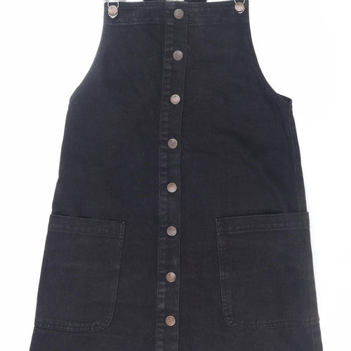 Red Herring Women's Black Denim Pinafore Dress Size 10