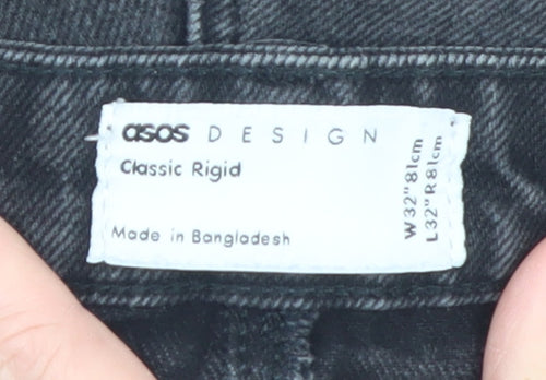 ASOS Design Women's Black Classic Rigid Straight Jeans Size 32