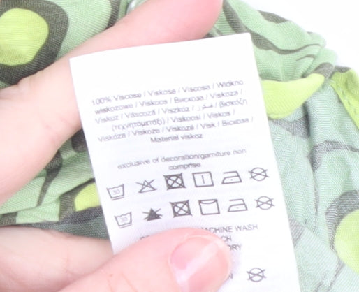 Noisy May Womens Green Geometric Cropped Button-Up Shirt Size M