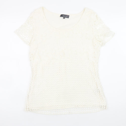 Marks and Spencer Per Una Ivory Lace Cotton Blend Blouse Size 12