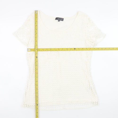Marks and Spencer Per Una Ivory Lace Cotton Blend Blouse Size 12