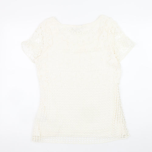 Marks and Spencer Per Una Ivory Lace Cotton Blend Blouse Size 12