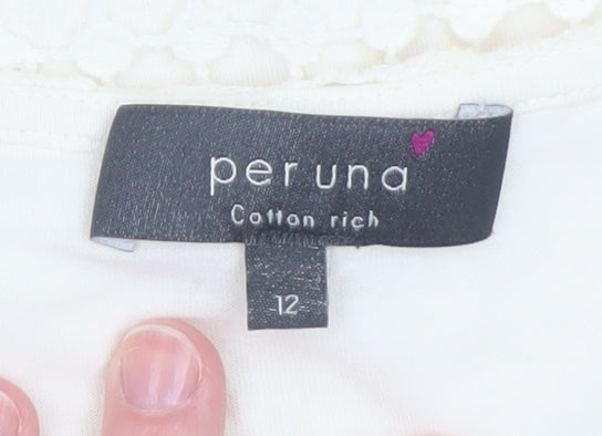 Marks and Spencer Per Una Ivory Lace Cotton Blend Blouse Size 12