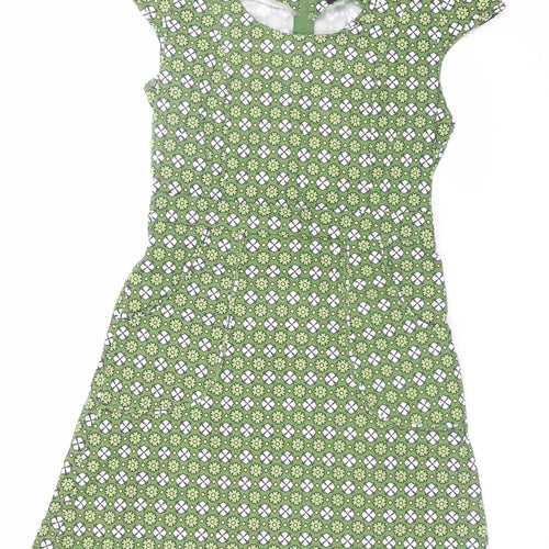 Revival Women Green Geometric Fit & Flare Dress Size 8