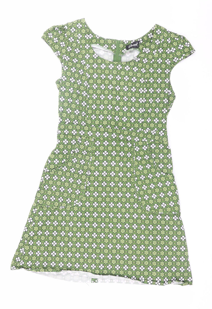 Revival Women Green Geometric Fit & Flare Dress Size 8