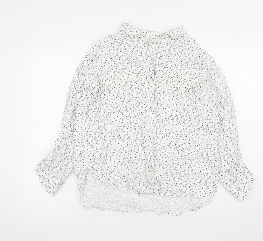 Next Women's White Floral Print Long Sleeve Tunic Blouse Size 14