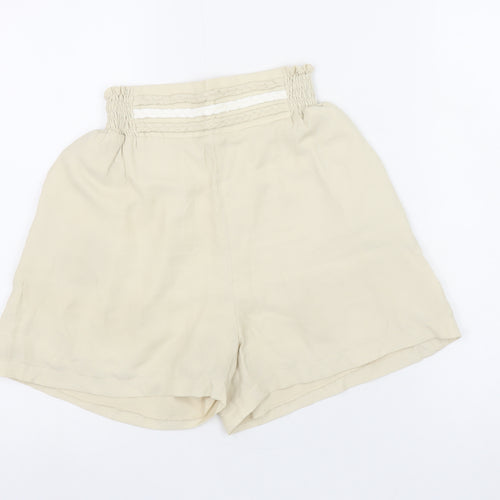 Jumps Women's Beige Paperbag Shorts Size S Petite Viscose Blend