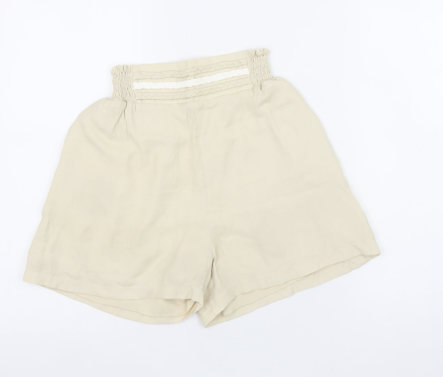 Jumps Women's Beige Paperbag Shorts Size S Petite Viscose Blend