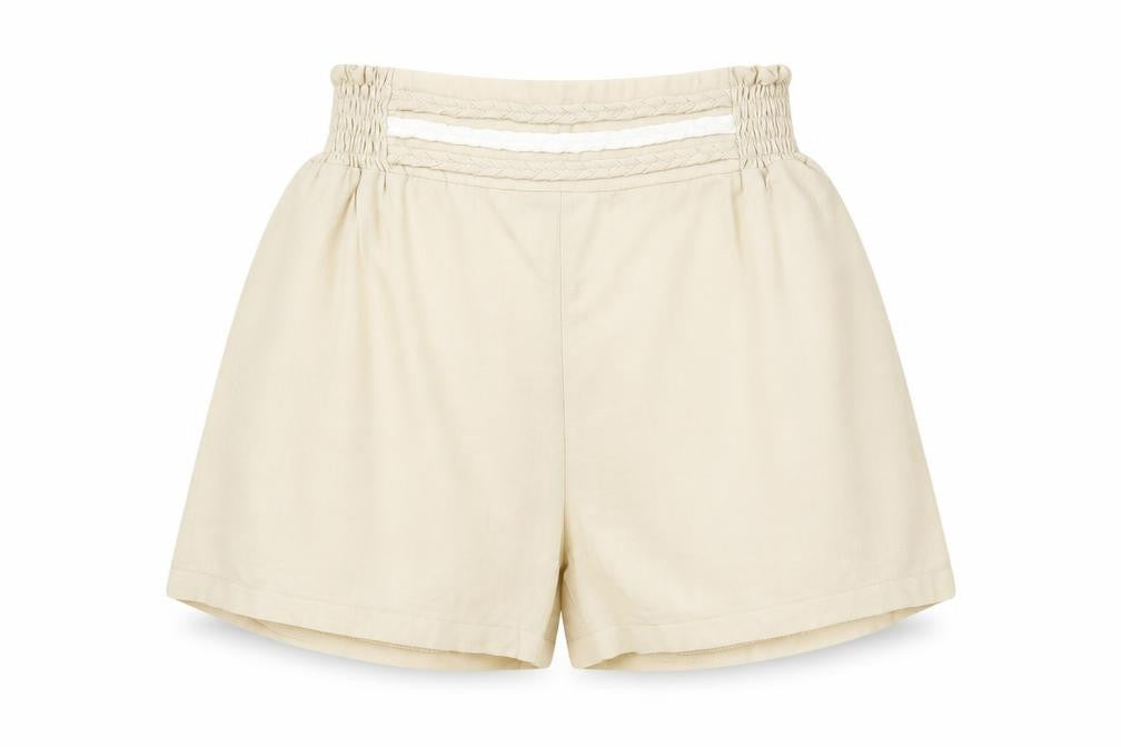 Jumps Women's Beige Paperbag Shorts Size S Petite Viscose Blend