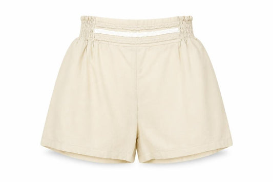 Jumps Women's Beige Paperbag Shorts Size S Petite Viscose Blend