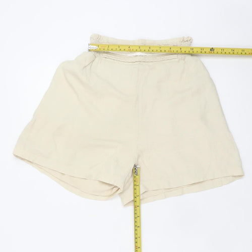 Jumps Women's Beige Paperbag Shorts Size S Petite Viscose Blend