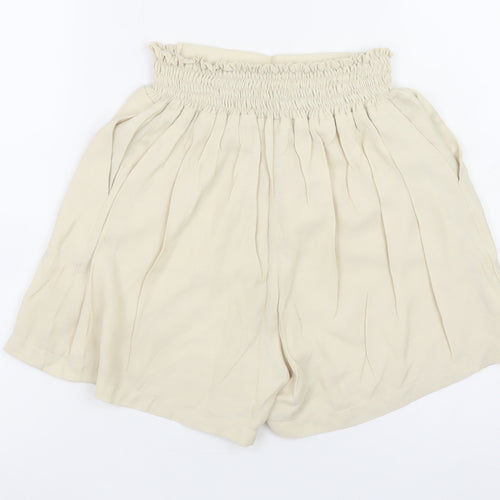 Jumps Women's Beige Paperbag Shorts Size S Petite Viscose Blend