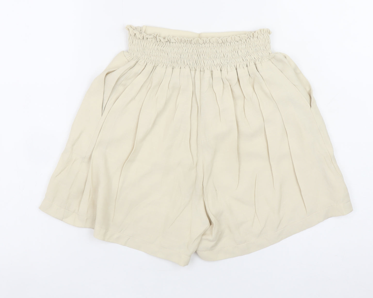 Jumps Women's Beige Paperbag Shorts Size S Petite Viscose Blend