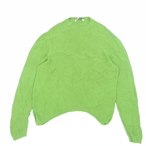Zara Women's Green Crew Neck Knit Jumper Size 12 Viscose Blend
