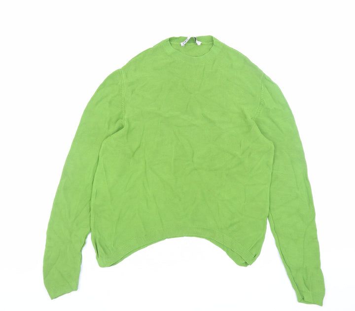 Zara Women's Green Crew Neck Knit Jumper Size 12 Viscose Blend