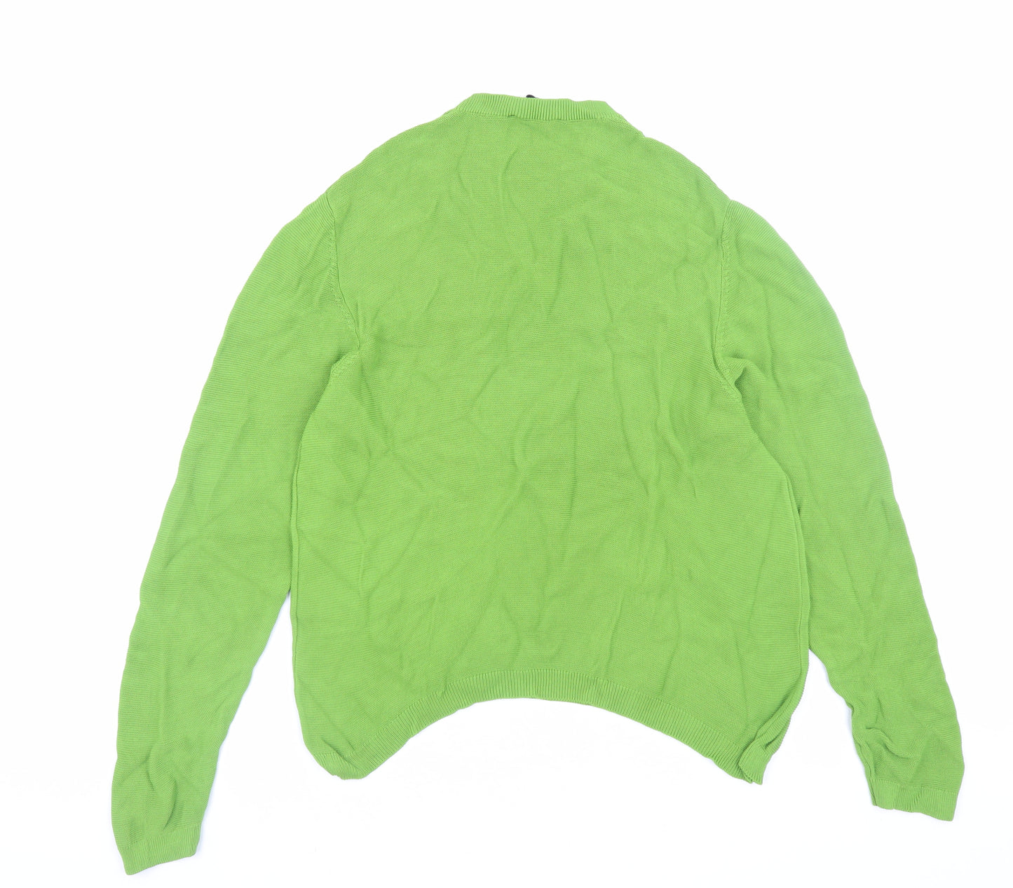 Zara Women's Green Crew Neck Knit Jumper Size 12 Viscose Blend