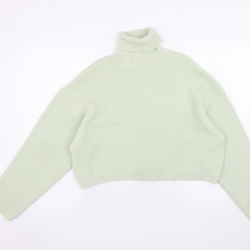 Bershka Women Green Roll Neck Knit Jumper Size 8