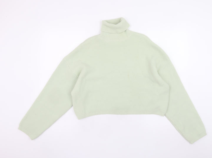 Bershka Women Green Roll Neck Knit Jumper Size 8