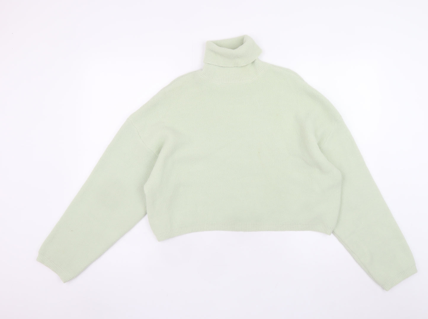 Bershka Women Green Roll Neck Knit Jumper Size 8