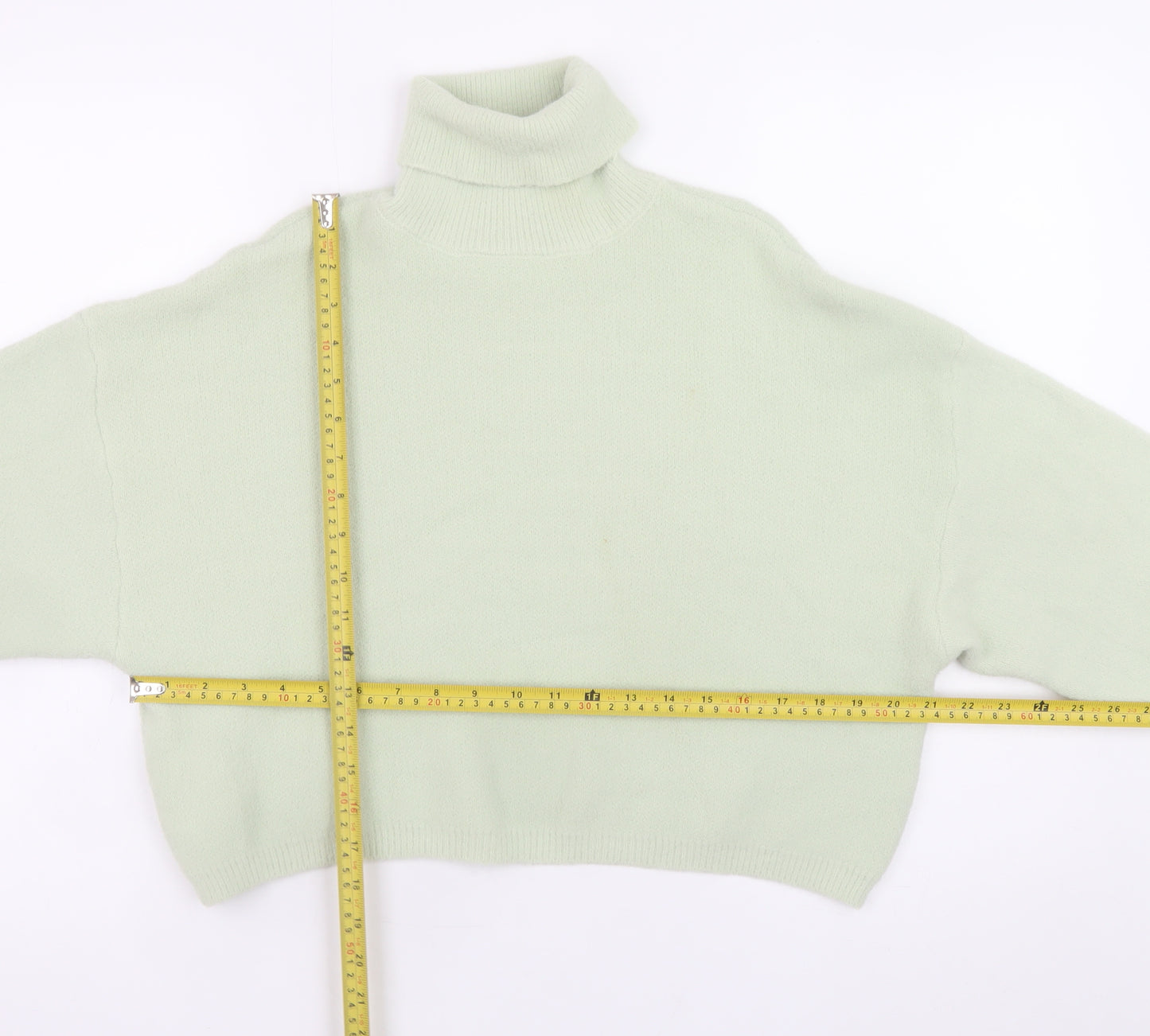 Bershka Women Green Roll Neck Knit Jumper Size 8
