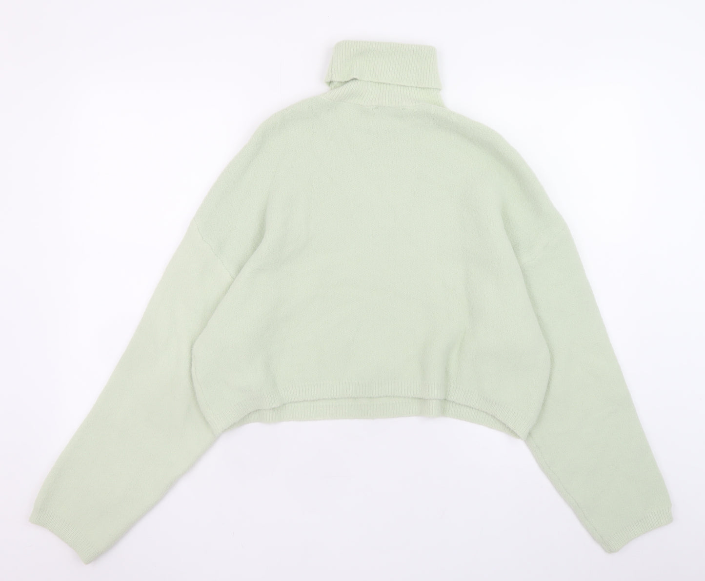 Bershka Women Green Roll Neck Knit Jumper Size 8