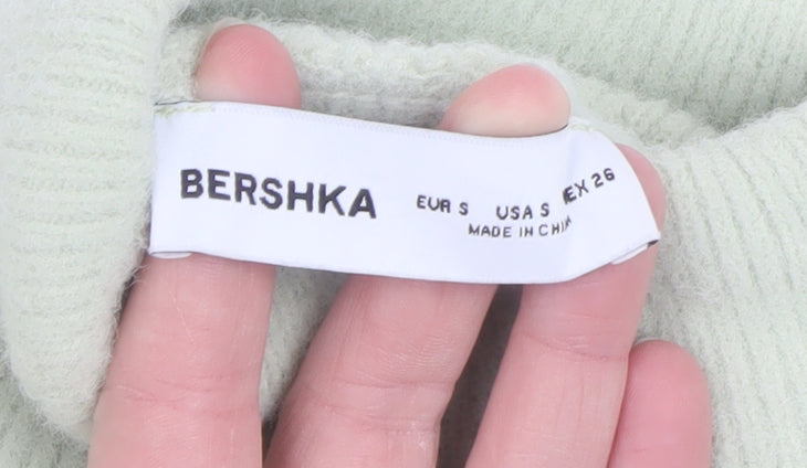 Bershka Women Green Roll Neck Knit Jumper Size 8