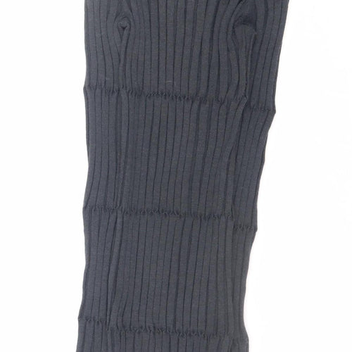 Zara Women Black Ribbed Knit Bodycon Midi Dress Size S
